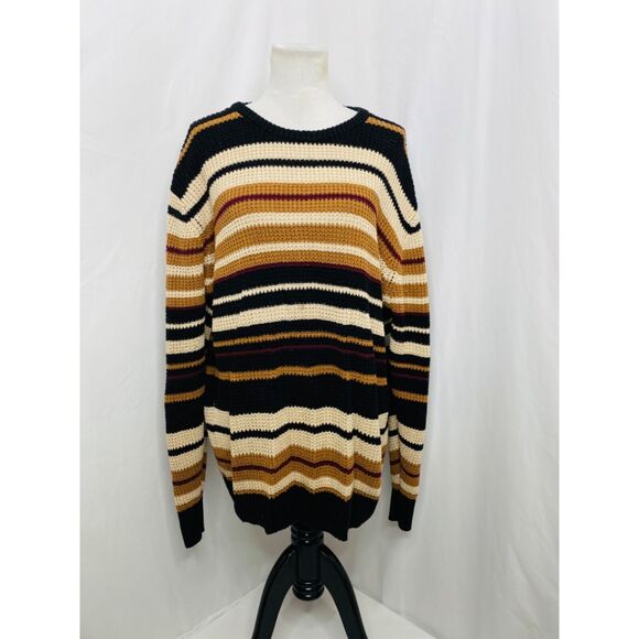 Carbon Men’s Sweater Multicolor Striped Open Knit Crewneck Size XXL - Picture 2 of 6
